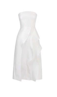 BANDEAU RUFFLES MIDI DRESS IN WHITE Korean Life, Classic Midi Dress, Daytime Wedding, Ruffle Midi Dress, Evening Dresses Cocktail, Bandeau Dress, Garden Parties, Wedding Bridesmaid Dresses, Feminine Look