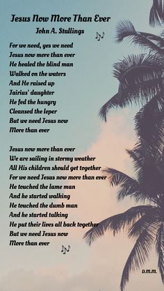 a palm tree with the words jesus new more than ever