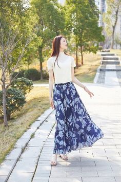 Chiffon Skirt Long Maxi Sundress Beachdress Holiday Dress Women Summer Pleat Dress Beach Skirt Plus Size Dresses Detail Info: ❤ Color:  Navy blue floral color as picture More color choice link: https://www.etsy.com/listing/213656440/chiffon-dress-color-card?ref=shop_home_feat_1 you just note the color you want with order, we will make according to your note. ❤ Material: Chiffon Waist 60-100cm, Please choose the length according to your height! The length is from waist to bottom. ❤ Care:  machine Blue A-line Chiffon Dress For Summer, Summer Vacation A-line Chiffon Dress, Summer Pleated Maxi Dress, Summer Beach A-line Chiffon Dress, Summer Chiffon Dress With Short Sleeves, Flowy Summer Casual Chiffon Dress, Summer Casual Flowy Chiffon Dress, Chiffon A-line Maxi Dress For Vacation, Casual Summer Flowy Chiffon Dress