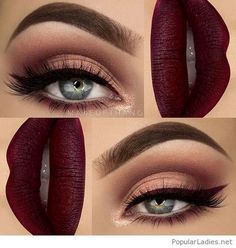 Makeup Burgundy, Makeup Bibir, Maquillage Kylie Jenner, Burgundy Makeup Look, Burgundy Makeup, Makeup Cantik, Make Up Designs, Burgundy Lips