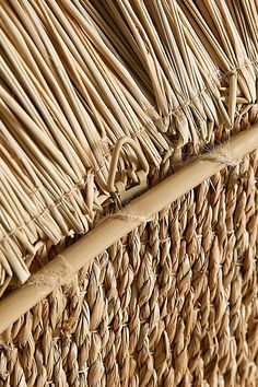 a close up view of the side of a wicker basket