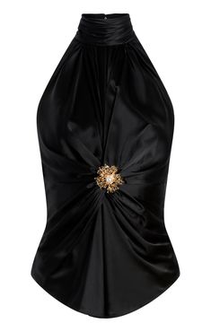 Experience luxury and elegance with our Rachel Top. Made from silk, this halter top boasts a sleeveless design and features a keyhole and brooch detail. Perfect for a night out, its black color adds sophistication to any outfit. Indulge in comfort and style with the Rachel Top. Details Zipper closureFabric: SilkHalter silhouetteKey hole detailSleeveless Content and Care 100% SilkDry CleanImported Measurements 22.75in/57.79cm from necklineMeasurements from size S Halter Neck Top Outfit, Silk Blouse Outfit, Estilo Ivy League, Estilo Ivy, Black Silk Blouse, Mode Zara, The Rachel, Short Denim Skirt, Evening Tops