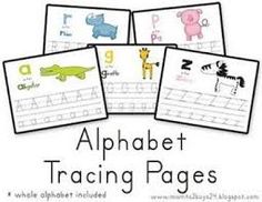 the alphabet traceing pages are filled with animals