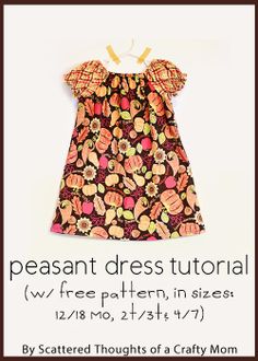 Peasant Dress Pattern Free, Girls Dress Pattern Free, Couture Bb, Girl Dress Pattern