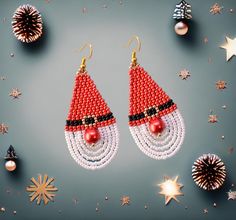 Christmas beaded fringe earrings are made of seed beads, silver plated ear hooks, nylon thread, silicon plugs. All the color fit perfectly the Christmas celebration and give a mesmerizing look that fits every outfit! Fringe earrings size: The full length of earrings with hook is 2.75 inches approximately, the length from top of the ring to bottom of earrings is 2.5 inches. Please contact me if you want these earrings in another size. - Thank you for visiting MannatDesignCo!  - Please follow my E Christmas Earrings Beaded, Holiday Earrings, Christmas Bead, Beaded Earrings Patterns, Christmas Celebration, Earrings Christmas, Holiday Earring, Holiday Jewelry, Beaded Fringe