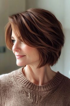 33 Age-Defying Layered Bob Haircuts for Women Over 50 Perfect for 2025 – CreativeBooster Modern Layered Bob, Hair Chestnut Brown, New Haircut, Short Layered Haircuts, Bob Haircuts For Women