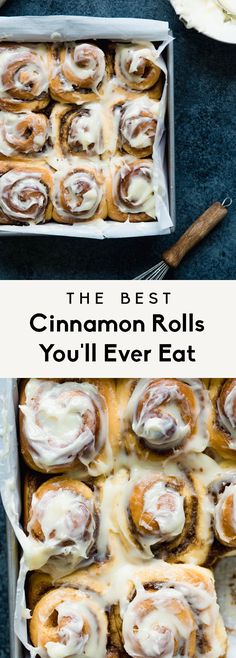 the best cinnamon rolls you'll ever eat are in their pans and ready to be eaten