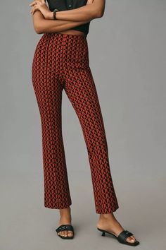 The Margot Kick-Flare Cropped Pants by Maeve | Anthropologie Funky Pants Outfits, Kick Flare Pants, Funky Pants, Maeve Anthropologie, Red Fits, Stylish Pants, Kick Flares, Trousers Pants, Cropped Trousers