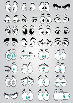 cartoon eyes with different expressions and shapes for the character in the game, which is also used