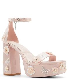 Wicked x ALDO Beautifical Flower Embellished Platform Sandals | Dillard's Embellished Sandals For Spring Wedding, Embellished Sandals For Wedding In Spring, Spring Embellished High Heel Sandals, Embellished High Heel Sandals For Spring, Spring Embellished Heels With Ankle Strap, Spring Embellished Ankle Strap Heels, Embellished Ankle Strap Heels For Spring, Pink Crystal-embellished Sandals For Spring, Pink Embellished Sandals For Prom