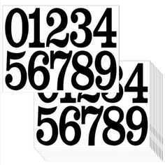 the numbers are black and white in different sizes, with one number missing from each letter