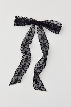 Femme hair barrette topped with a sheer lace bow for a coquette cool look. Features Medium lace hair bow barrette Lace bow barrette Secure barrette back with long sheer lace Content + Care Mixed metal, nylon Hand wash Imported | Medium Lace Hair Bow Barrette in Black, Women's at Urban Outfitters Lace Hair Bow, Bow Barrette, Lace Hair, Lace Bows, Hair Barrettes, Mixed Metals, Sheer Lace, Hair Bow, Hair Bows