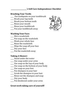 a printable checklist with instructions for how to wash your hands and the words'self - care independence checklist '