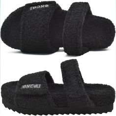 Brand New W/ Tags!!! Sold Out Online Please See Images And Ask Any Questions Before Purchasing Brand: Oncai Size: 8 Womens Color: Black Msrp: $60.00 I Kept A Pair For Myself!!! So Comfy!!! My New Slippers When I Take The Dog Out!! Fur Description Curly Sherpa Faux Fur And Polar Fleece Slippers With Hard Rubber Soles Sole Material Rubber Closure Type Loop Water Resistance Level Not Water Resistant About This Item Cute Women’s Slide Slippers:The Upper Is Made Of Curly Faux Sherpa And Polar Fleece Comfortable Indoor Sandals With Round Toe, Black Non-slip Round Toe Platform Slippers, Comfortable Cushioned Platform Slippers With Round Toe, Comfortable Platform Slippers With Cushioned Footbed And Round Toe, Black Non-slip Synthetic Platform Slippers, Casual Synthetic Platform Slippers With Flat Heel, Black Non-slip Platform Slippers, Black Non-slip Flat Platform Slippers, Casual Indoor Sandals With Round Toe