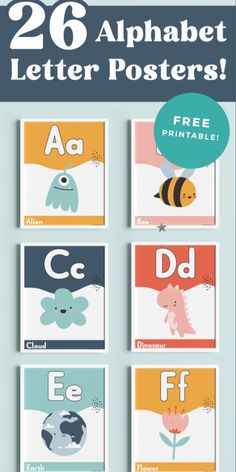 the alphabet poster is shown with different animals and letters on it, including one for each letter