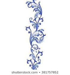 a blue and white floral design on a white background