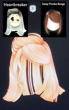 an animated image of a woman's hair with two different hairstyles on it