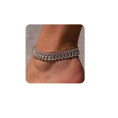 PRICES MAY VARY. Cuban Chain Anklets Set: This set includes two exquisitely trendy silver anklets, each of different sizes, made up of Cuban chains; They can be worn together or separately; The design is simple and stunning, especially suitable for summer beaches High-Quality Materials: This Cuban chain anklet is made from high-quality copper and 925 sterling silver; It's waterproof, lead-free, nickel-free, and hypoallergenic, making it ideal for sensitive skin and suitable for all-day wear with Silver Flexible Anklets For Summer, Trendy Silver Anklets For Summer, Silver Adjustable Chain Anklet, Silver Adjustable Chain Anklets In Metal, Silver Adjustable Chain Metal Anklet, Silver Anklets With Adjustable Chain, Silver Flexible Bracelets, Minimalist Silver Anklets With Adjustable Chain, Adjustable Hypoallergenic Silver Anklet