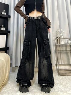 Retro Plus Size, Overalls Jeans, Trendy Jeans, High Street Fashion, Moda Jeans, Jeans Cargo, Women Cargos