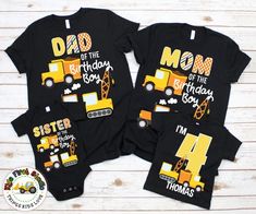 three shirts with the number four on them, one for dad and two for daughter