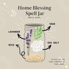 New Home Blessing Witchcraft, Divination Spell Jar, Simple Spell Jars Without Crystals, Home Blessing Spell Jar, New Home Spell Jar, Witchy Craft Ideas To Sell, New Home Blessing Ritual, New Home Blessing Pagan, Anti Negativity Spell Jar