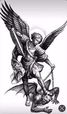 Saint Michael Drawing Art, Michael Defeating Lucifer Tattoo, Arch Angel Tattoo Saint Michael, Arc Angel Tattoo Design, St Michael Tattoo Chest, St Michael Tattoo Back, Arc Angle Michael Tattoo, St Francis Tattoo Design, Chapel Tattoo Design