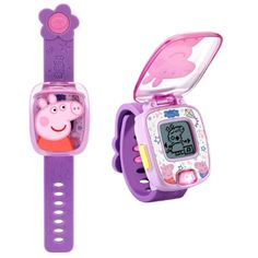 the peppa pig watch is purple and pink