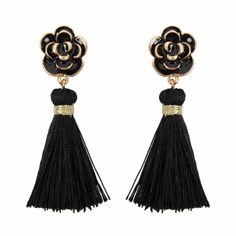 Boho/Chic Camellia Fringe Tassel Earring Black New Fabric Content: Wood Size Scale 2.5" Diameter Color: Black *Offers Welcomed *Bundle Items From My Closet To Save On Cost Of Items And Shipping *Ships With Care * I Am Always Here To Help You #Earrings #Posh #Fashion #Boho #Chic #300-01bn Chic Tassel Earrings For Evening, Black Tassel Drop Earrings, Black Fringe Tassel Drop Earrings, Black Drop Tassel Earrings As Gift, Black Tassel Jewelry For Party, Black Fringe Drop Earrings, Chic Evening Earrings With Tassels, Black Tassel Party Jewelry, Adjustable Elegant Tassel Earrings For Party