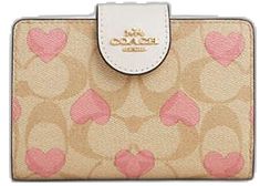 Coach Outlet, Signature Canvas, Zip Wallet, Heart Print, Smooth Leather, Card Slots, Printed Items, Outlet, Wallet