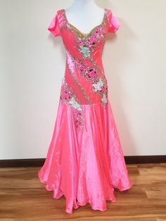 Fitted Pink Pageant Dress, Pink Fitted Dance Dress, Pink Fitted Dress For Dance, Fitted Pink Embellished Gown, Fitted Sequin Dance Dress, Fitted Sequin Dress For Dance, Ballroom Dance Dresses Standard, Ballroom Standard Dress, Ballroom Fashion