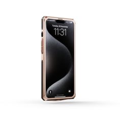 the back view of an iphone case in rose gold with a curved design on it