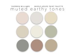 six different shades of paint with the words, shewin williams's whole house paint palette