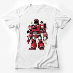 Red Robot Ranger T-Shirt, Kids Superhero Graphic Tee, Boys and Girls Casual Top Female T-Shirt Custom graphic T-Shirt.Customize your color Red Superhero Character Print T-shirt, White Superhero T-shirt With Character Print, Red Superhero Short Sleeve Top, Superhero Character Print Red T-shirt, Red Superhero T-shirt With Character Print, Red Superhero T-shirt With Short Sleeves, Red Superhero Short Sleeve T-shirt, Superhero Character Print Short Sleeve T-shirt, Superhero Screen Print Short Sleeve T-shirt