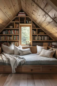 45 Cozy Bedroom Decor Tips for a Stylish Look Cottage Attic Bedroom Ideas, Room Ideas Attic Bedrooms, Attic Turned Bedroom, Attic Daybed, A Frame Room Ideas Bedrooms, Cosy Attic Bedroom, A Frame Room Ideas, Loft Room Aesthetic, Built In Bed Nook