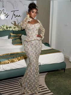 Wedding Bazin Style, Nigerian Dress Styles, Nigerian Dress, Nigerian Lace Styles