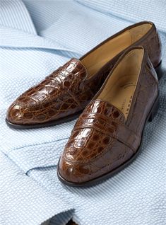 The Crocodile Loafer in Cognac - The Ben Silver Collection Classic Crocodile Pattern Slip-on Loafers, Classic Leather Shoes With Crocodile Pattern, Classic Moc Toe Dress Shoes With Crocodile Pattern, Elegant Brown Crocodile Pattern Loafers, Classic Wingtip Loafers With Crocodile Pattern, Classic Wingtip Crocodile Pattern Loafers, Classic Crocodile Pattern Semi-formal Loafers, Classic Crocodile Pattern Loafers For Semi-formal Occasions, Classic Semi-formal Crocodile Pattern Loafers