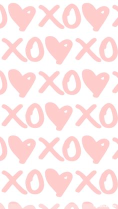 pink hearts and xoxo symbols are arranged in the shape of crosses on a white background