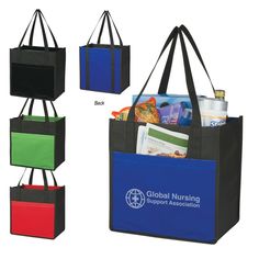 an image of a shopping bag with different colors and designs on the front, side, and back sides