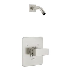 thermostaer and shower faucet with hand showerhead in satin white