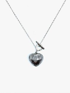 Darling Heart Toggle Necklace - Stone Cooper Heart Toggle Necklace, Clean Sterling Silver, Jewelry Cleaning Solution, Toggle Necklace, Hard Metal, Hammered Sterling Silver, Puffy Heart, Old World Charm, Brass Jewelry