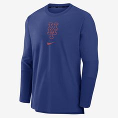 the new york mets nike long sleeve t - shirt is shown in blue and red