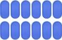 blue oval stickers are arranged in rows