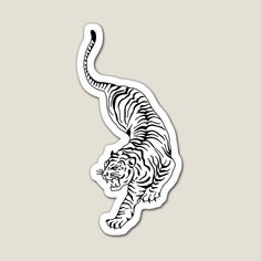 a white tiger sticker on a gray background