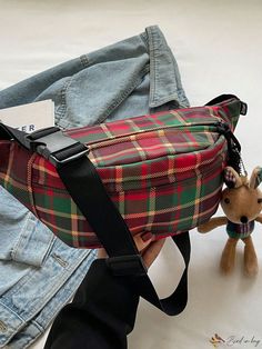 Bird in Bag - Contemporary Multicolored Plaid Crossbody Waist Bag Featuring Tassel Pendant, Versatile for Casual, Fashionable, Outdoor, Travel, Sport, Running & Fitness, Portable Chest Bag Casual Brown Belt Bag For School, Casual Plaid Bag With Adjustable Strap, Casual Plaid Travel Bag, Casual Plaid School Bag, Casual Multicolor Belt Bag For School, Casual Plaid Shoulder Bag With Adjustable Strap, Casual Multicolor Chest Bag For Daily Use, Casual Multicolor Chest Bag With Adjustable Strap, Casual Multicolor Chest Bag For Travel