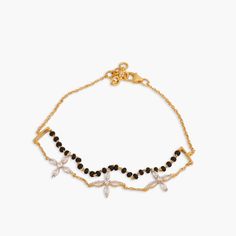 Floral Layered CZ Silver Mangalsutra Bracelet Silver Mangalsutra, Mangalsutra Bracelet, Layered Bracelet, Silver Style, Layered Bracelets, 925 Silver Jewelry, Semi Precious Stones, Black Beads, Gold Plating