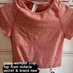 Comfy Crop Top Gym Shirt Orange Stretch Sports Tops, Stretch Orange Tops For Sports, Orange Stretch Tops For Sports, Orange Fitted Workout Tops, Fitted Orange Workout Tops, Casual Workout Tops In Orange, Casual Workout Orange Tops, Casual Orange Workout Tops, Orange Crew Neck Workout Top