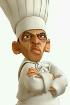 a cartoon character wearing a chef's hat and holding his arms crossed