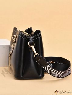 Bird in Bag - Decorative Black Tael Bucket Bag Black Bucket Bag With Zipper For Office, Handheld Black Bucket Bag With Zipper Closure, Black Bucket Bag With Zipper Closure, Elegant Black Bucket Bag With Zipper Closure, Color Butterfly, Butterfly Pendant, Bird In Bag, Bag Bag, Wide Straps