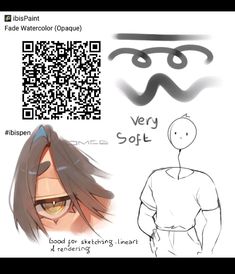 an anime character with glasses and a qr code on his face, next to a drawing of a man's head