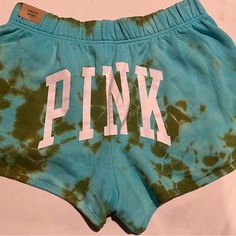 New Victoria's Secret Pink Shorts Tie-Dye Short (L) Nwt Varsity Shorts And A Free Gift Acid Wash Bottoms With Built-in Shorts, Trendy Tie Dye Bottoms For Loungewear, Trendy Tie Dye Loungewear Bottoms, Tie Dye Cotton Bottoms For Loungewear, Tie Dye Cotton Loungewear Bottoms, Trendy Cotton Tie Dye Bottoms, Casual Tie Dye Shorts With Elastic Waistband, Casual Acid Wash Short Bottoms, Tie Dye Cotton Bottoms Short Length